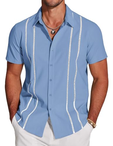 COOFANDY Men's Cuban Guayabera Shirt Short Sleeve Button Down Shirts