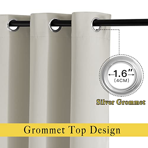 NICETOWN Natural Blackout Living Room Curtain - Grommet Window Treatment Thermal Insulated Solid Room Darkening Drapes Sound Dampening for Bedroom, 1 Panel, W52 x L63