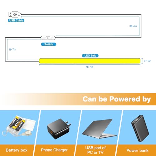 Tira LED COB Ultrafina con Batería 2m para Muebles miniatura 5