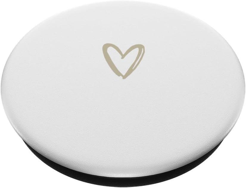 Beige White Minimalist Heart PopSockets Adhesive PopGrip
