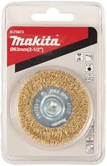 Makita D-73673 Rundbürste Ø 63 mm, gewellt, fein, vermessingt, 1/4"-Sechskantaufnahme, feine Drahtbürste zum Bearbeiten von Holz und Metall