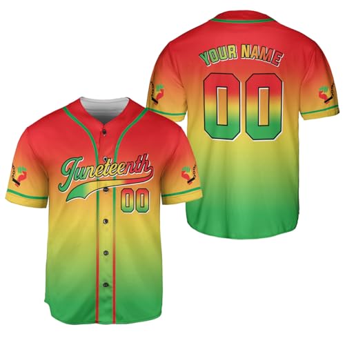 Custom Juneteenth 1865 Freedom Baseball Jersey Celebrating Black History Month, Independence Day Pride Flag Apparel Men Women (Polyester Blend, Style 12)