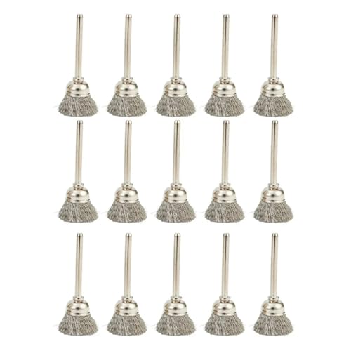 15 Pack 15mm Stainless Steel Wire Cup Wheel Brush Polishing Brush Rotary Tool Metal Rust Removal Polishing Brush