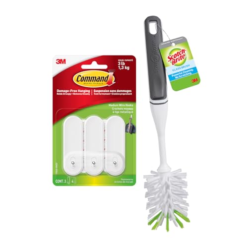 Image of Scotch-Brite Bottle Brush & Command Hook Bundle