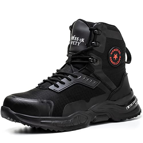Image of ORISTACO Boots Steel Toe Working Safety Fabric Lightweight Construction Sneakers, 109 Black 43