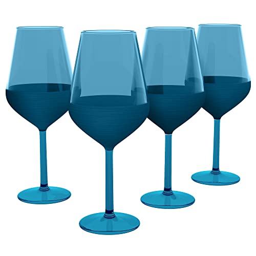 RAKLE–Luxury Matte Blue Wine Glasses Set of 4–165Oz Glass Set Ideal for Special Events Themed Parties Dinner Table Everyday Use–Modern and Elegant Design Luxury Wine Glasses