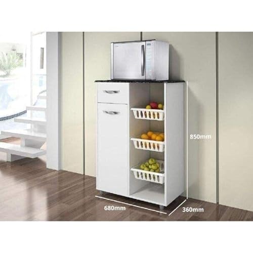 Fruteira Multiuso 1 Porta 1 Gaveta Nova Croácia Chf Branco/branco/preto