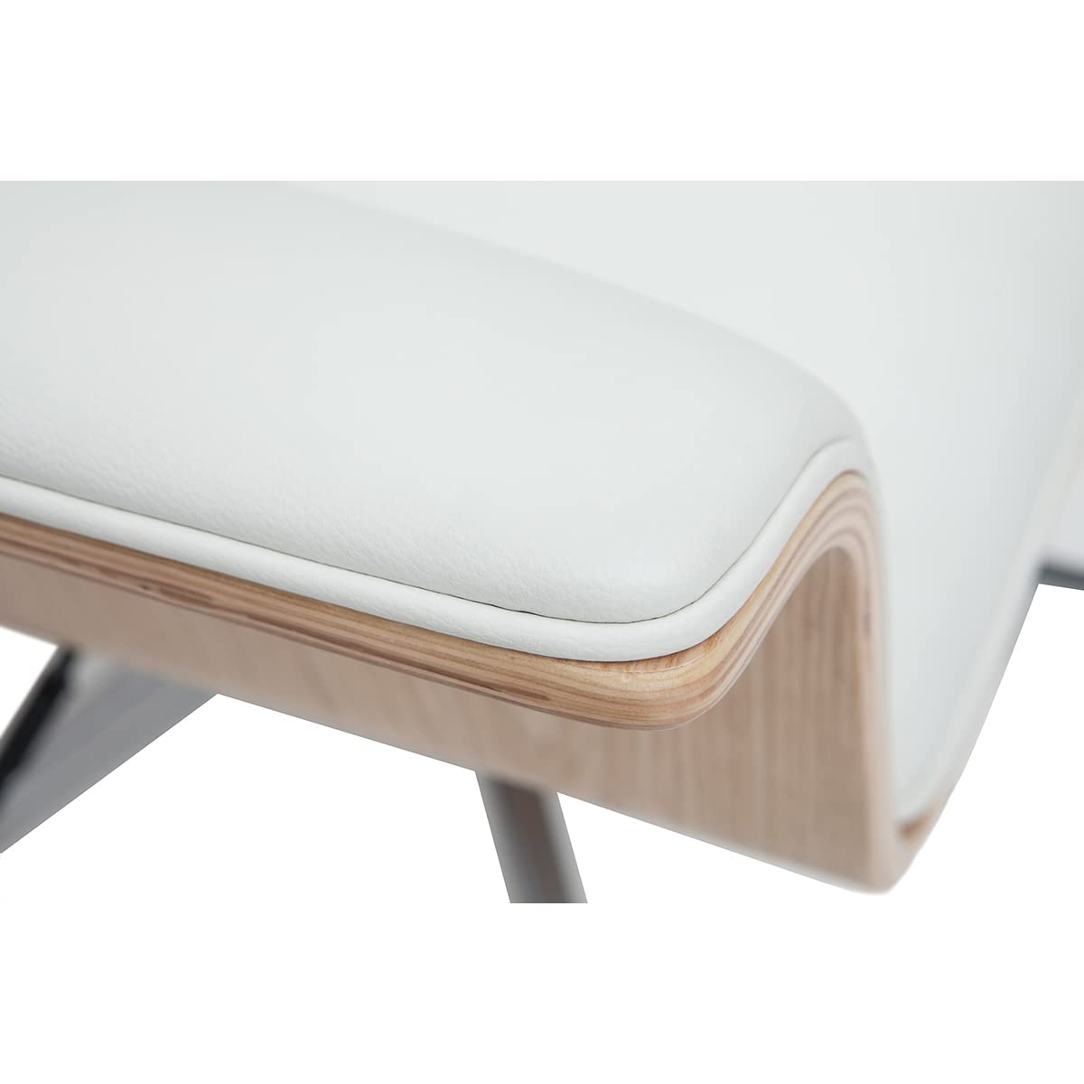 Miliboo Fauteuil de Bureau Design Blanc et Bois Clair Elon