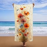 Telo Mare Grande 75x150cm, Telo Mare Microfibra Spiaggia, Uomo e Donna Stuoia Spiaggia Leggero e Portatile, Asciugatura Rapida Asciugamani Microfibra Assorbente, per Palestra Viaggi (Fiore) C-7897