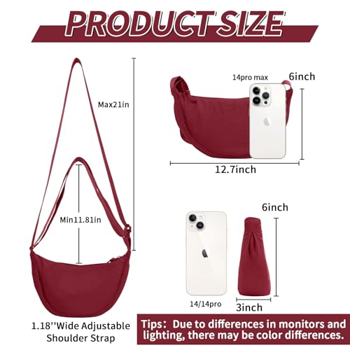 Image of Nylon Crescent Crossbody Bag for Women Men, Small Travel Sling Bag