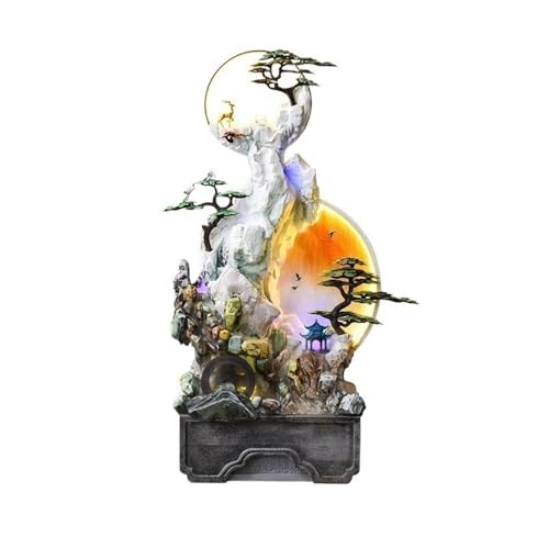 Indoor Floor Fountain Rockery, Flowing Water Landscape Circular Ornaments Feng Shui Wheels, Wealth Attracting Fountains Light Luxury Living Rooms Floor Decorations Water Fountain
