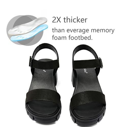 Image of Luoika Women's Wide Width Block Heel Open Toe Sandals