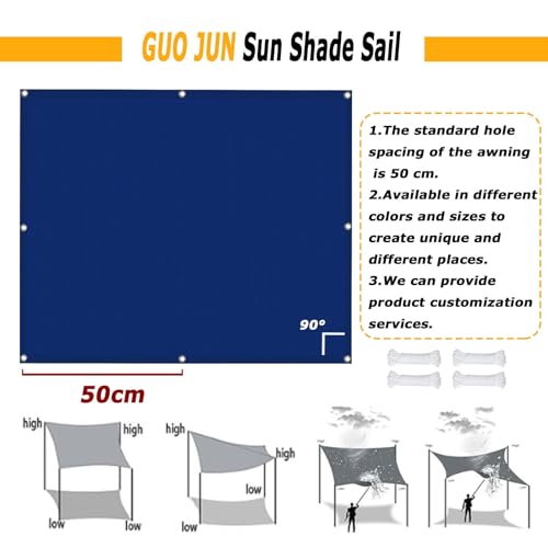 Toldo vela de sombra rectangular impermeable exterior y red de sombra azul oscuro 8