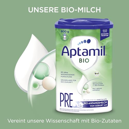 Aptamil Bio Pre – Anfangsmilch von Geburt an – Pflanzliche Öle ohne Palmöl – 1 x 800 g