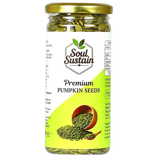 Image of SoulSustain Pumpkin Seeds 250 GM | Raw Pumpkin Seeds | Edible Seeds for Daily Nutrition | Plant Based Protein | Roasted Snack, Smoothies, Baking, Salads, Keto & Vegan Diet