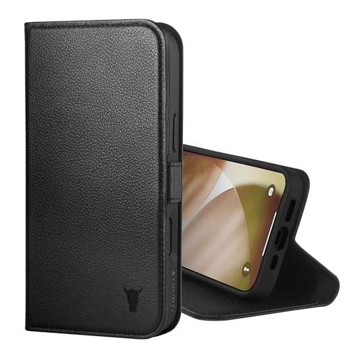 Étui cuir iPhone 17 TORRO noir avec étui portefeuille et support MagSafe 6.3"
