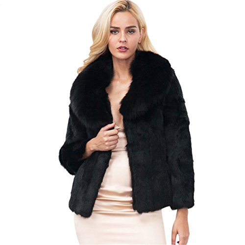 Longra Mujer Invierno Abrigo, Negro Prendas de Vestir Las Mujeres de otoño Invierno Elegante cálido Abrigo Largo de Piel sintética de Pelo Chaqueta Outwear (S, Negro)