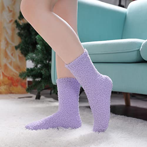 Image of LINEMIN Womens Fuzzy Socks Cozy Fluffy Winter Warm Slipper Socks Microfiber Soft Home Sleeping Socks