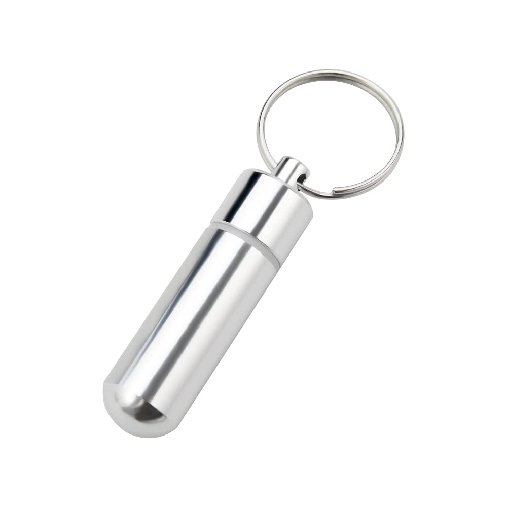 Portable Pill Box, VICSOME Keychain Waterproof Pill Holder Stainless Steel Pill Organizer Container for Outdoor Travel Camping
