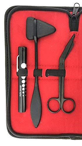 Tactical Black - Set of 5 pcs Reflex Percussion Taylor Hammer + Penlight + Tuning Fork C 128 C 512 + Bandage Scissors 5.5" - Thumbnail 5
