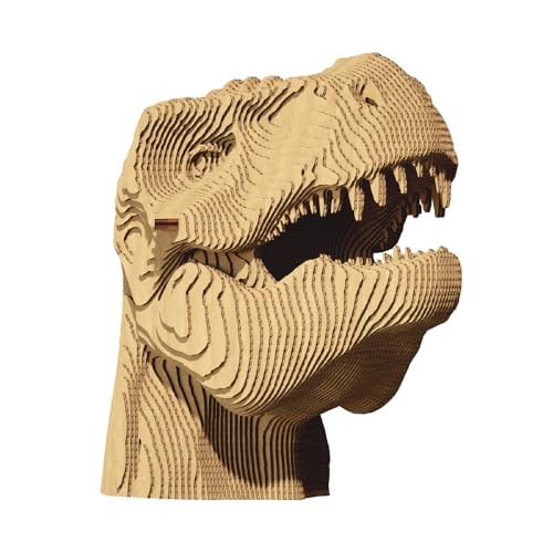 CARTONIC Dinosaur T-rex Cardboard 3D Puzzle – 72 Pieces, 8 × 6 × 3 inches, Recycled Materials, DIY Sculpture Kit, Gift-Ready
