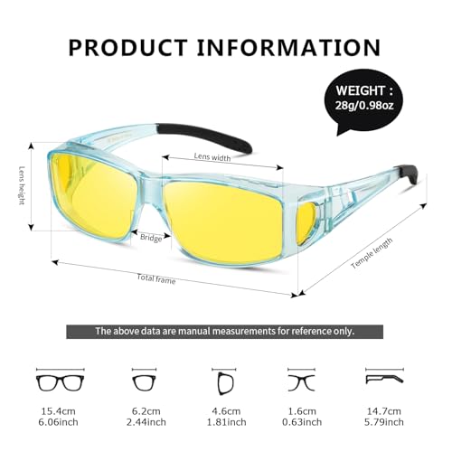 kimorn Night Vision Driving Glasses Fit Over glasses for Men Women Anti Glare Polarized Nighttime Glasses Yellow Lens2