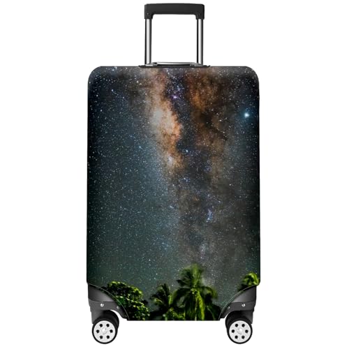 Travel Luggage Cover Suitcase Protector Scratch-Resistant Fit Not Included Suitcase Milky Way In Night Sky Over Coconut Palm Trees S-19-21in