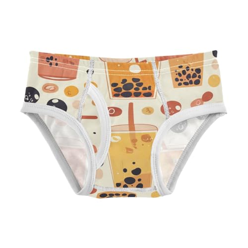 KLL Bubble Tea Pattern Boys Toddler Soft Athletic Underwear Breathable Children Panties