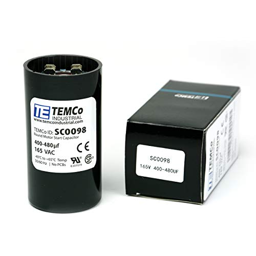 TEMCo 400-480 MFD 165 VAC Round Start Capacitor - 50/60 Hz, Lot Of 1