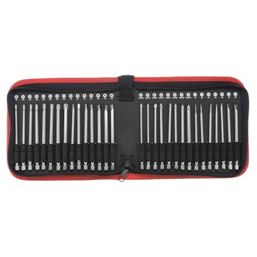 Image of sourcing map 30pcs Screwdriver Bit Set 1/4" Hex Shank 4" Length Extra Long Magnetic Steel Drill Driver Kit with Slotted Cross Square Torx Bits