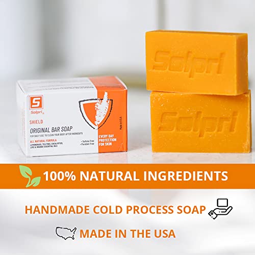 Solpri Shield Athletic Tea Tree Soap Bar With Lemongrass Eucalyptus Oil 4 Oz (2 Pack) Protects Skin From Jock Itch, Athlete's Foot, Ringworm For Humans #TOP4