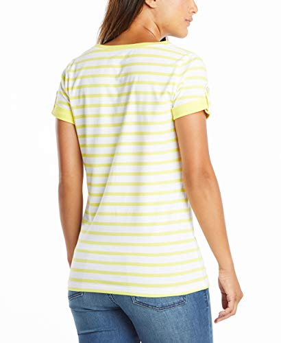 Nautica Women's Easy Comfort V-Neck Striped Supersoft Stretch Cotton T-Shirt, Lemon Twist, X-Large #TOP2