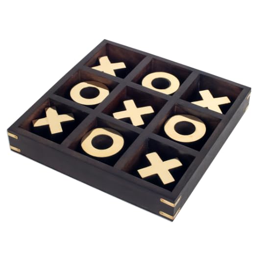SIGNES GRIMALT Drewniany zestaw z błyszczącym złotym efektem 25,5 cm - dekoracyjny Tic Tac Toe - drewniana gra planszowa