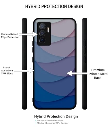 Image of Waves Pattern Print Design Premium 2D Printed Metal Back Case Cover for Vivo V23E 5G / Y75 4G, Multicolor