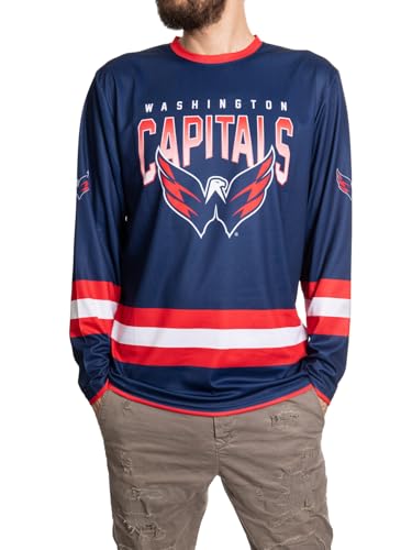 NHL Men's Game Day Long Sleeve Performance Loose Fit Rash Guard (Washington Capitals, Large)