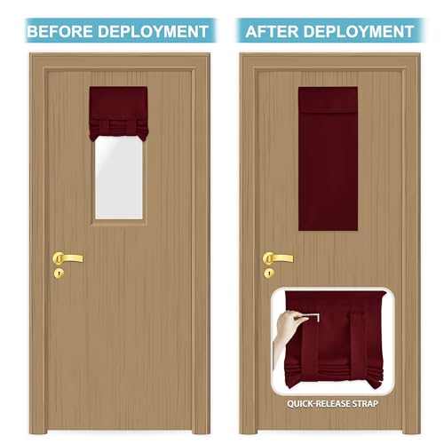 Image of RYB HOME Sidelight Door Curtains for Front, Privacy Half Window Curtains Thermal Insulate Covering for Patio /Glass /Front Door, 12 inch x 40 inches, Red, 1 Panel