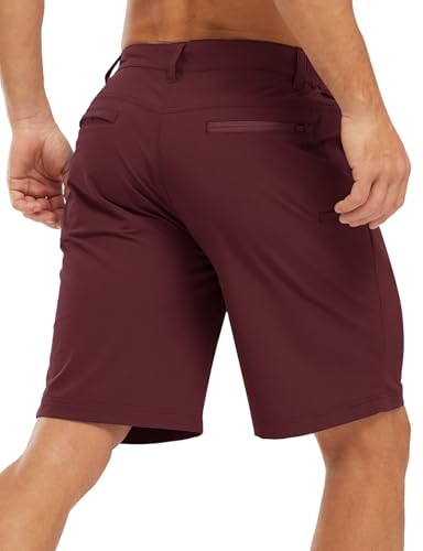 Image of TBMPOY Men's Golf Shorts Lightweight 5 Pockets Casual Dress Stretch Elastic Waist Quick Dry Flat Front Travel Shorts