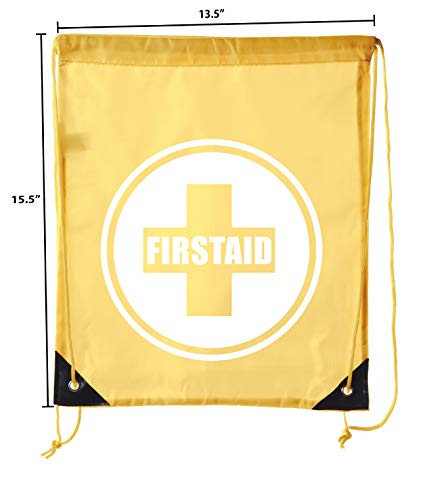 Image of First Aid Backpack Drawstring Medical Bag for Emergencies or Epi Pen & Medicine - 6PK Athletic Gold CA2500FirstAid S1