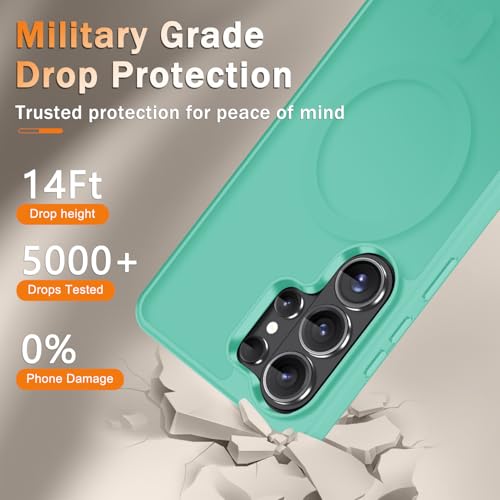 Image of for Samsung Galaxy S26 Ultra Case, Matte Magnetic Phone Cover, Teal | Fit for MagSafe, Screen Protector included, Shockproof Military Grade Protection, Translucent Frosted Back