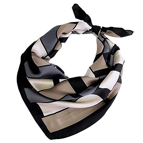 Lenço de Seda Estampa Geométrica Médio Tons de Azul