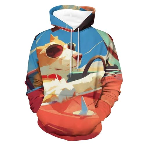 Sweatshirt original chien mignon voiture, le cadeau parfait en taille S