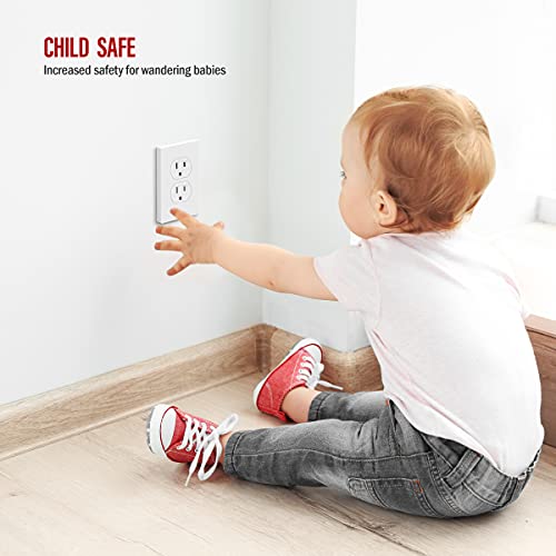 Enerlites Screwless Duplex Wall Plates, Child Safe Receptacle Outlet Covers, Size 1-Gang 4.68"X 2.93",Unbreakable Polycarbonate Thermoplastic,Si8821-W-10Pcs,Glossy, White, 10 Count (Pack Of 1) #TOP3