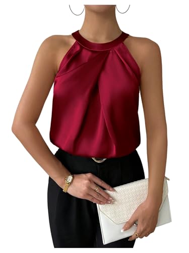 SweatyRocks Women's Pleated Halter Sleeveless...