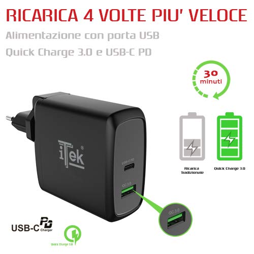 Chargeur mural 60W rapide USB Type-C Power Delivery et Quick Charge 3.0 - 5