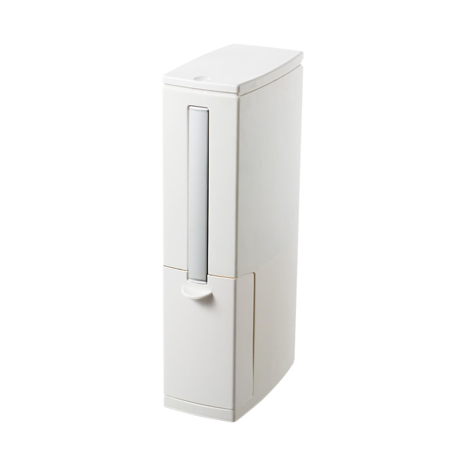 Papelera de baño 2 en 1 con escobilla integrada cubo de basura rectangular delgado gris 5