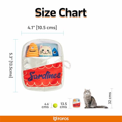 Image of BarkButler x FOFOS Sardine Cat Toy 5pk - Interactive Cat Toys Set with Catnip - Multicoloured