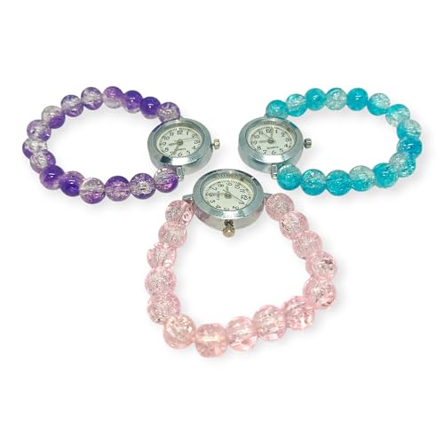 Beadora Colorful Beaded Watch Bracelet Set for Girls – 3 Sty...