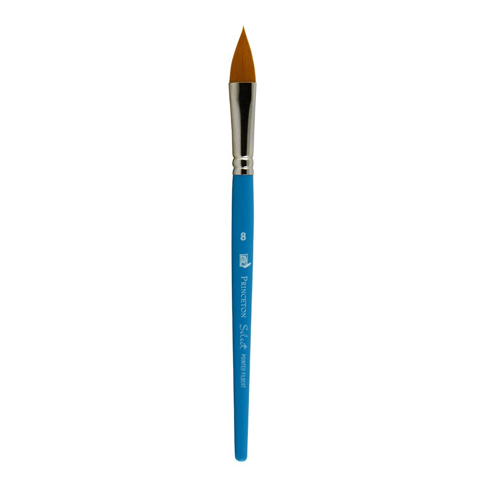 Princeton Select Artist, Mixed-Media Brushes for Acrylic, Oil, Watercolor Series 3750, Pointed Filbert Synthetic, Size 8