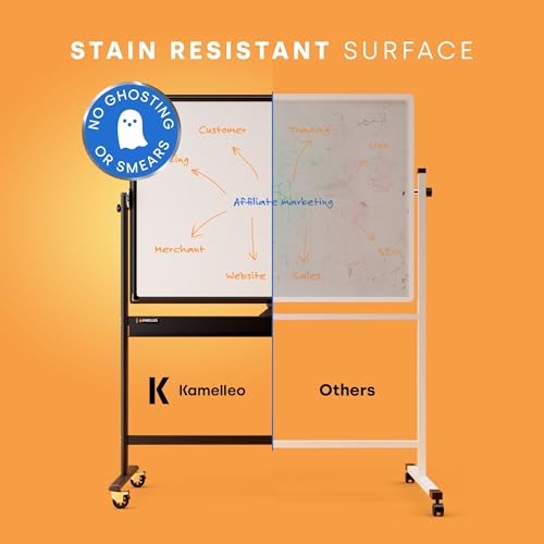 Image of Rolling Dry Erase Board 48 x 36 - Large Portable Magnetic Whiteboard with Stand - Double Sided Easel Style Whiteboard with Wheels - Mobile Standing White Board for Office, Classroom & Home