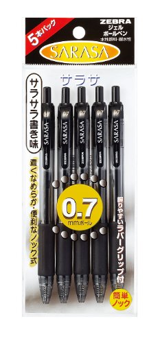 Bolígrafos Gel Zebra P-JJB3-BK5, 0.7, Negro, 5 unidades